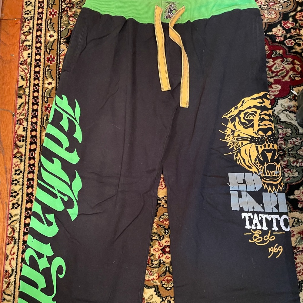 COPY - Neon Green Ed Hardy Sweatpants